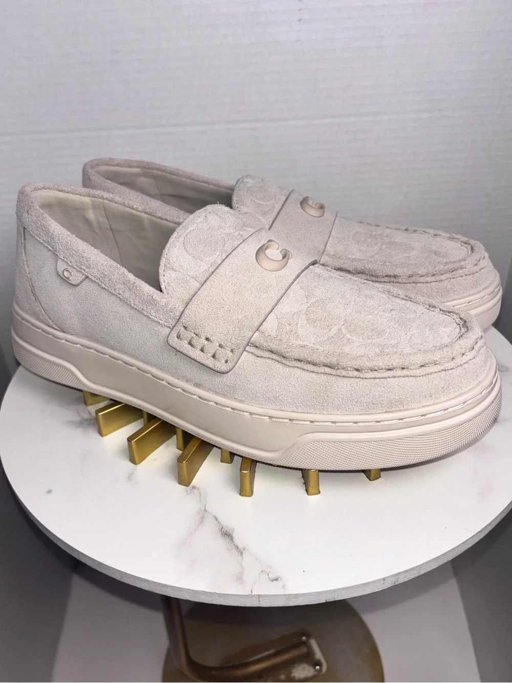 Coach Tan Suede Signature Slip-On Loafers NEW 8.5